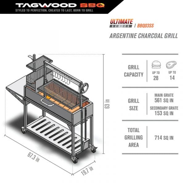 Tagwood BBQ Argentine Santa Maria Wood Fire & Charcoal Grill | BBQ03SS - Image 10